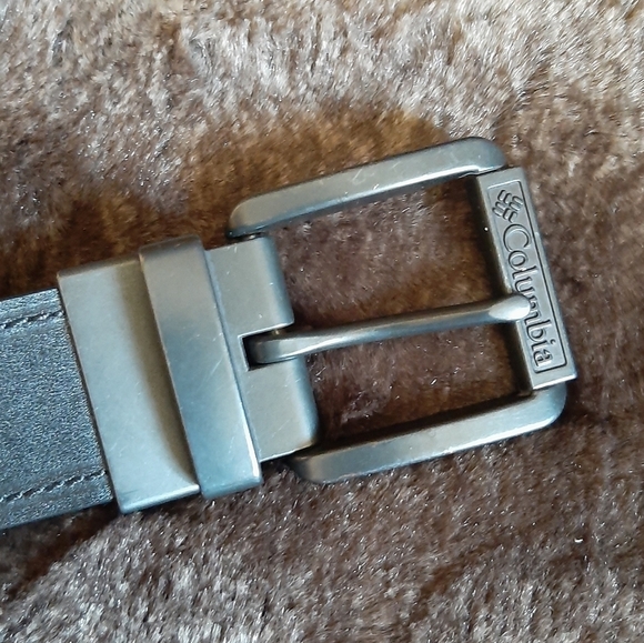 Columbia Leather Belt Men's Medium 34-36 Black Office Work Casual Minimalist - Picture 4 of 5